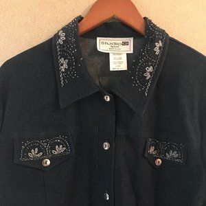Women's Like New Dark Blue Denim Jacket